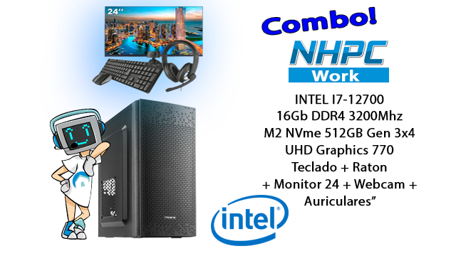 Combo! Pc NHPC Work Gamma Intel Core I7-12700 / 16GB / 512GB
